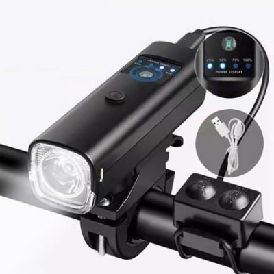 PRETXORVE Bicycle Horn Light Intelligent Light Sensing Outdoor Cycling High Pitched Charging Front Light Charged Display Horn Light