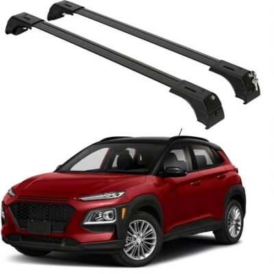ERKUL Upgraded Roof Rack Cross Bars for Hyundai Kona 2018-2023 | Aluminum Crossbars with Anti Theft Lock for Rooftop | Compatible with Flush Rails – Black
